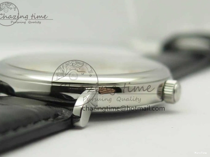 MIROTIME 1228 Portofino Automatic SS FKF 1:1 Best Edition White Dial RG Markers on Black Leather Strap A Stretchable 7141